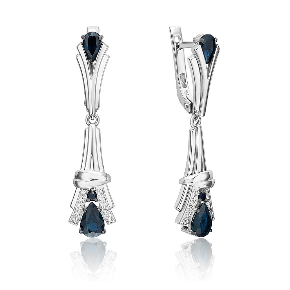 

Серьги подвески из золота PLATINA jewelry 02-5219-00-105-1120, сапфир/бриллиант, 02-5219-00-105-1120