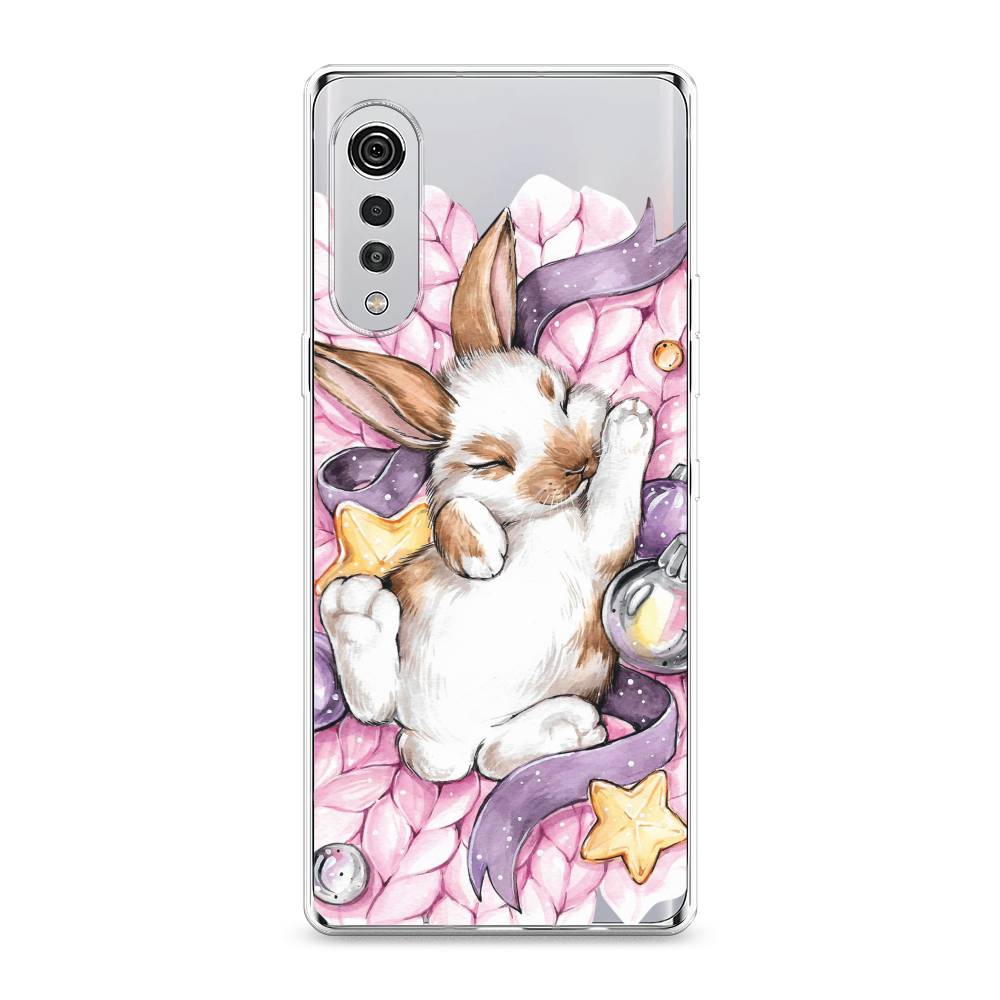 

Чехол на LG Velvet 4G "Кролик спит", Розовый;белый, 84450-5