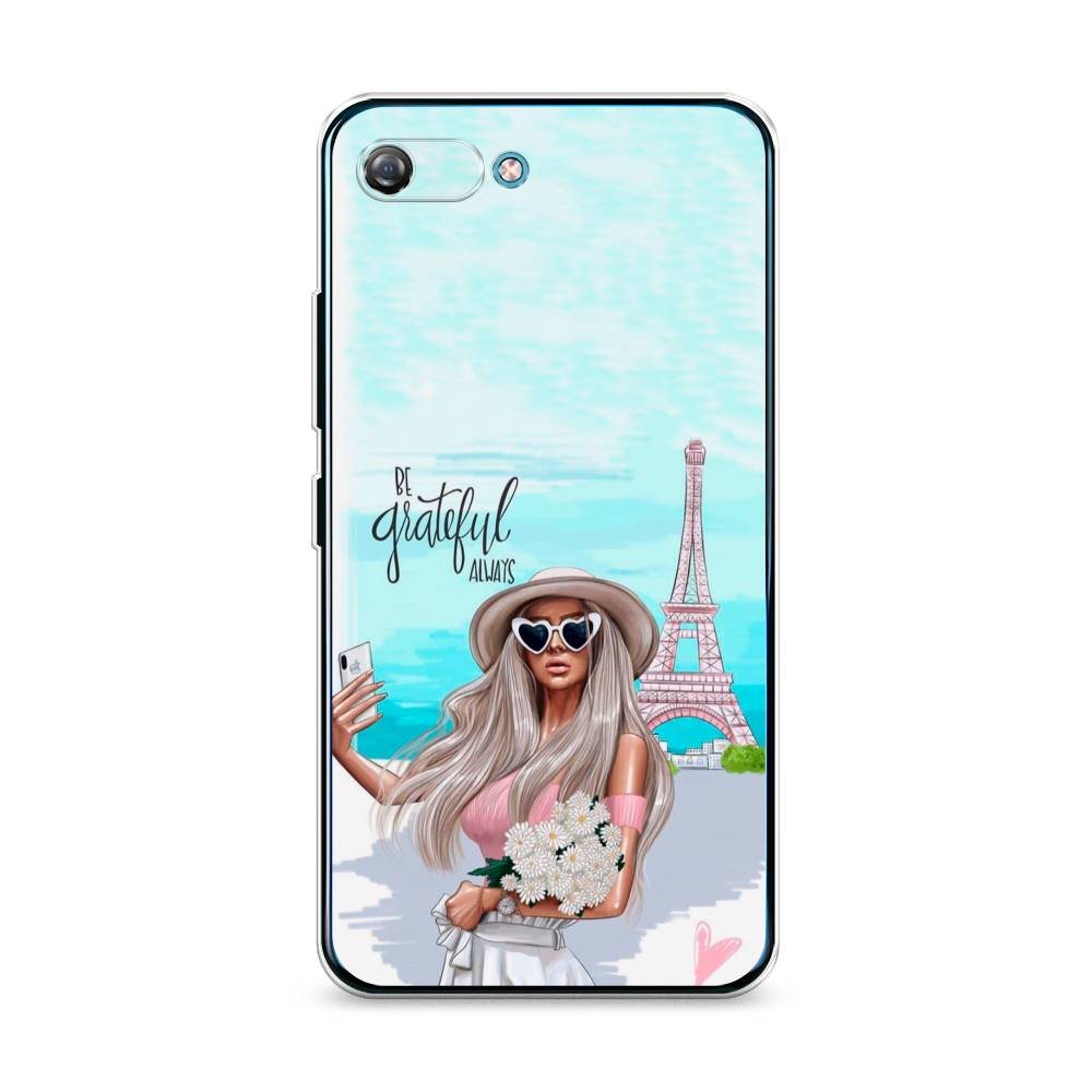 

Чехол на Itel A25 "Селфи Париж", Голубой;бежевый, 3200250-6