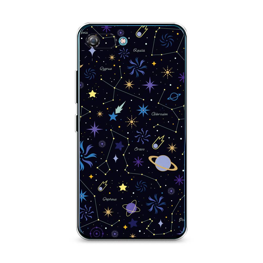 

Чехол на Itel A25 "Цветной космос", Желтый, 3200250-2