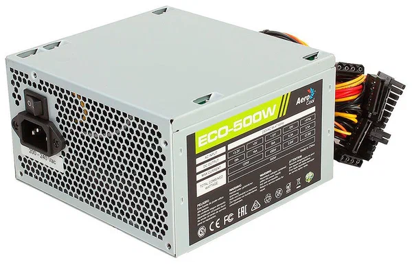 

Блок питания AeroCool 500W (ECO-500), Серебристый