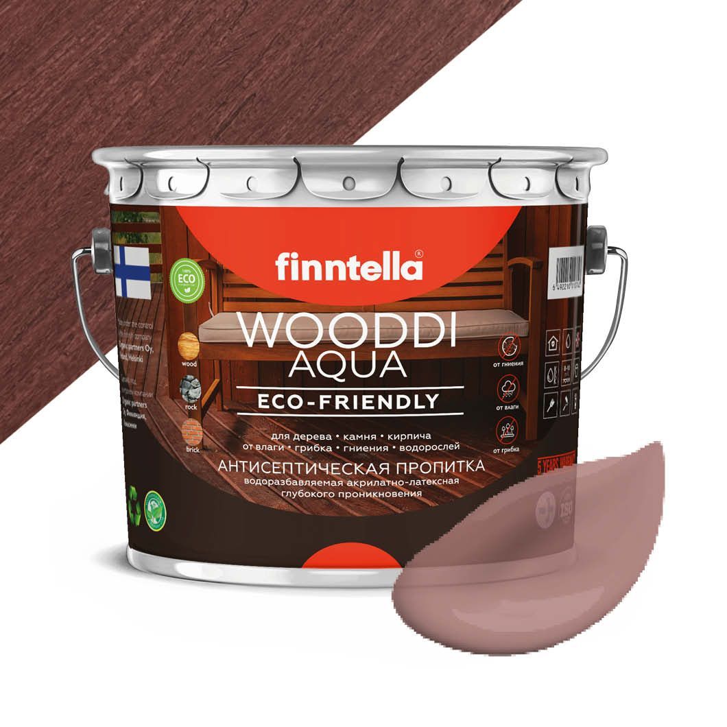 

Антисептическая пропитка для дерева на водной основе FINNTELLA WOODDI AQUA для внутренних, Красный, WOODDI AQUA цвет