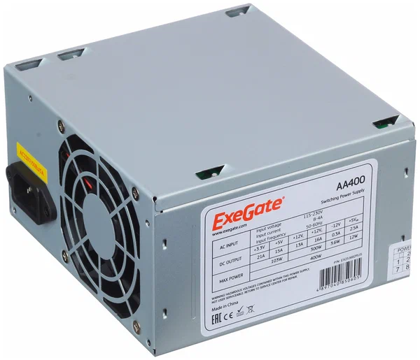 

Блок питания ExeGate AA400 400W (EX253682RUS), Серебристый, AA400