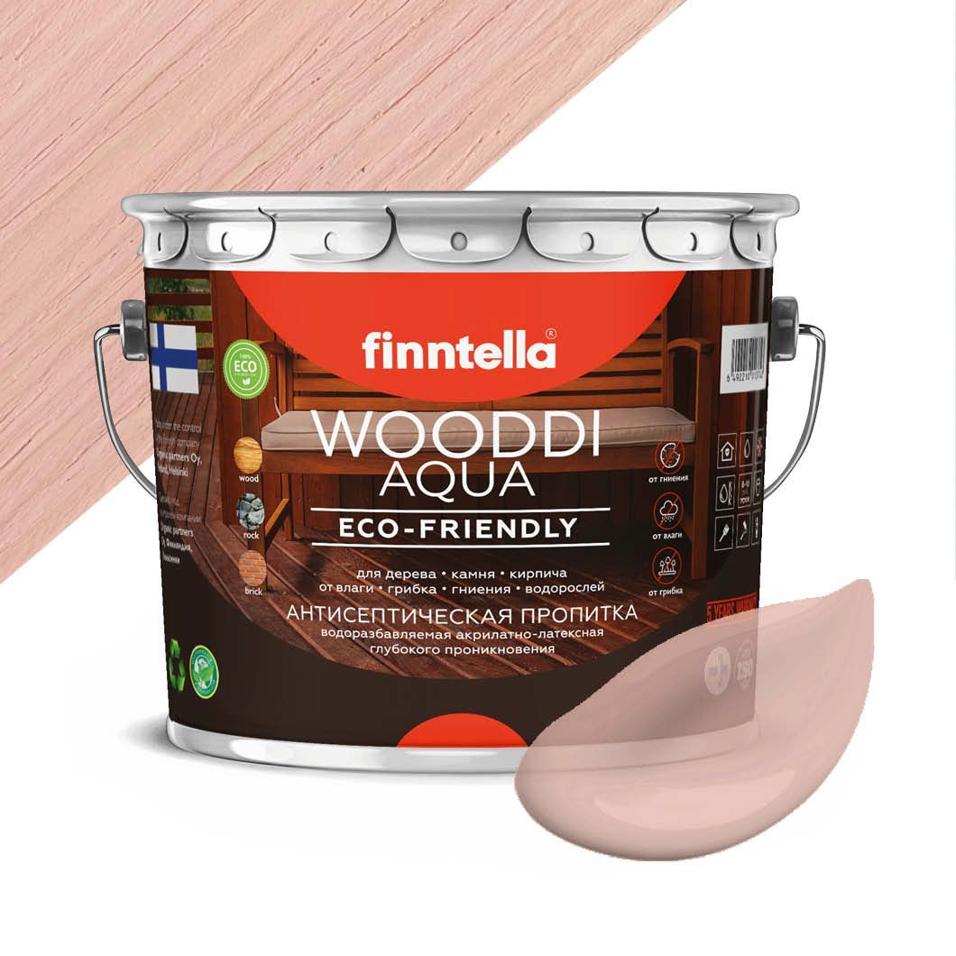 

Антисептическая пропитка для дерева на водной основе FINNTELLA WOODDI AQUA для внутренних, Розовый, WOODDI AQUA цвет