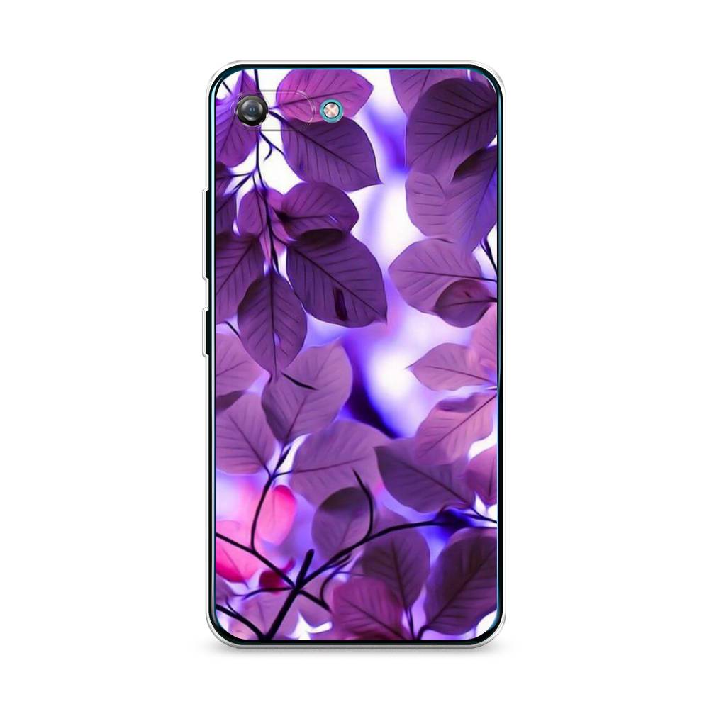 

Чехол на Itel A25 "Сиреневые листики", Фиолетовый;голубой, 3200250-2