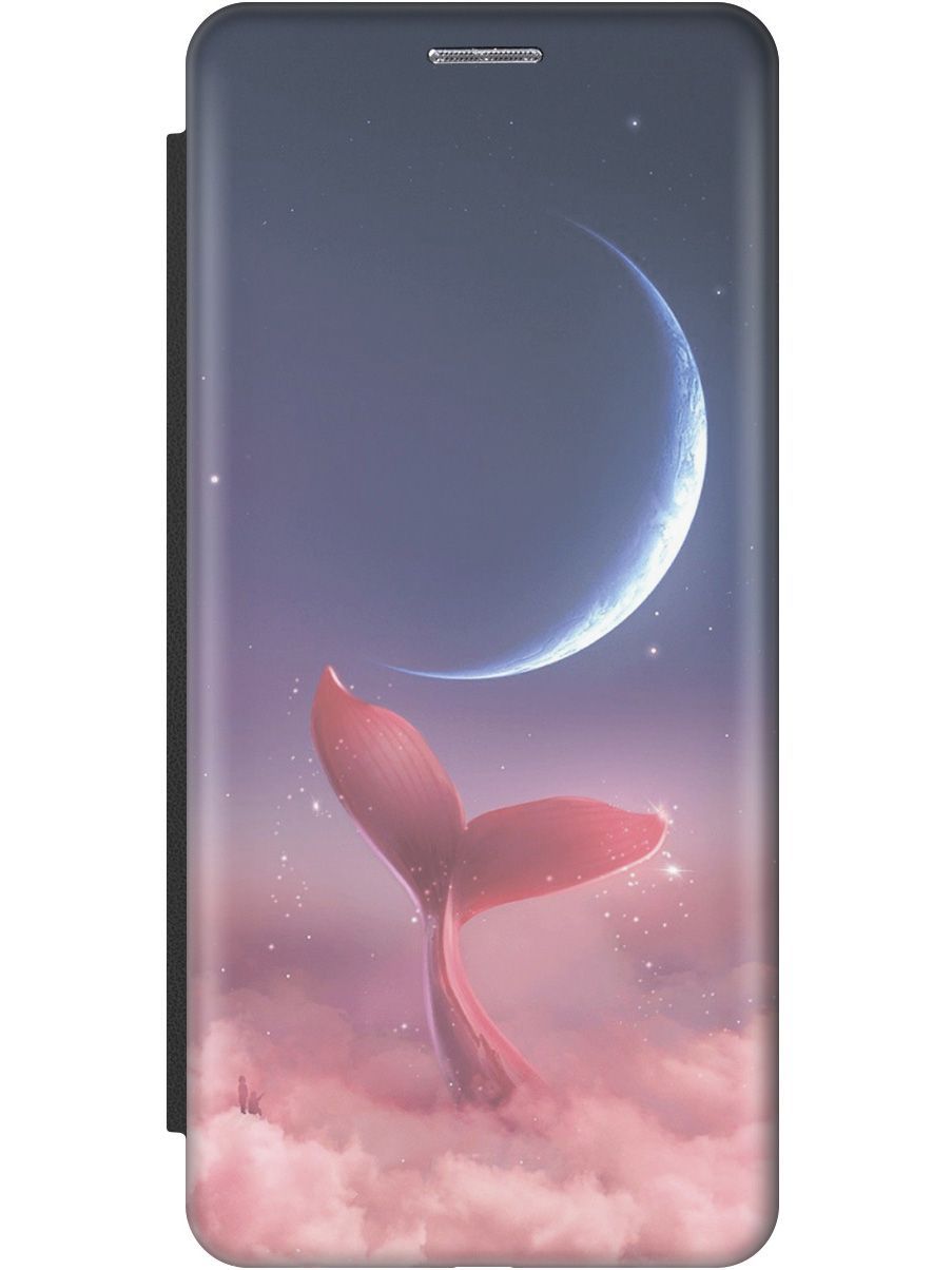 

Чехол-книжка на Realme 10 Pro+ c принтом "Небесный кит" черный, Розовый;синий, 158658