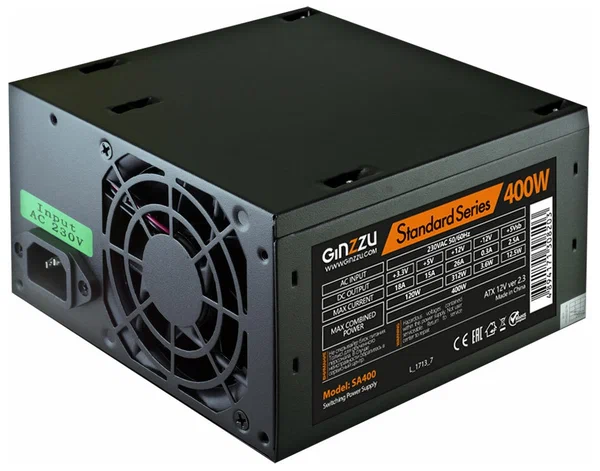 

Блок питания Ginzzu SA400 400W, Черный, SA400