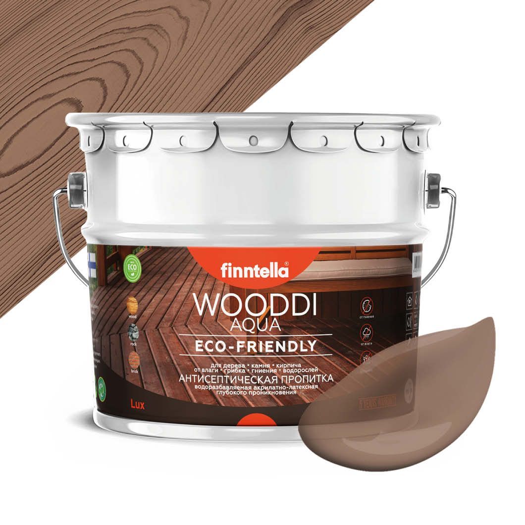 

Антисептическая пропитка для дерева на водной основе FINNTELLA WOODDI AQUA для внутренних, Коричневый, WOODDI AQUA цвет