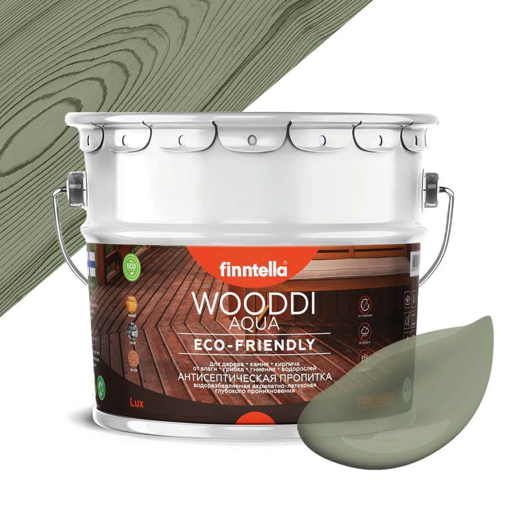 

Антисептическая пропитка для дерева на водной основе FINNTELLA WOODDI AQUA для внутренних, Зеленый, WOODDI AQUA цвет