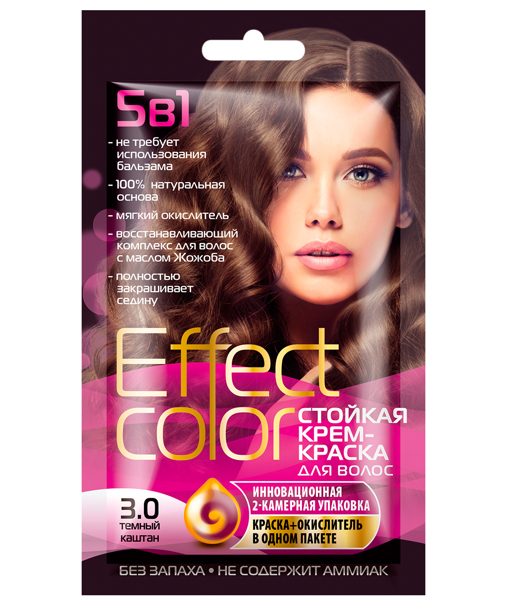 Крем-краска для волос Fito Косметик Effect Color тон Темный Каштан, 50 мл х 6 шт.