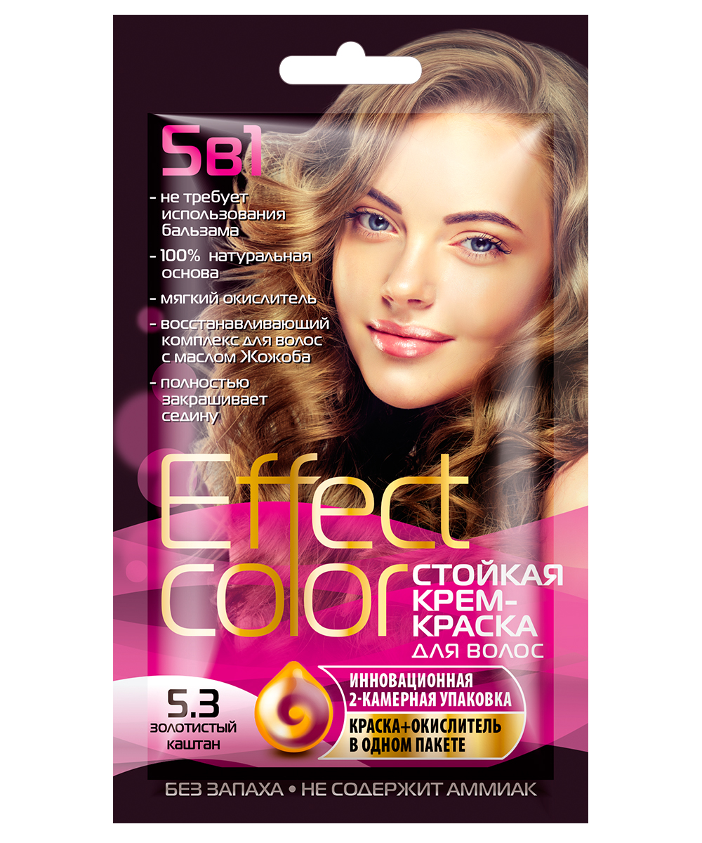 Крем-краска для волос Fito Косметик Effect Color тон Золотистый Каштан, 50 мл х 6 шт.
