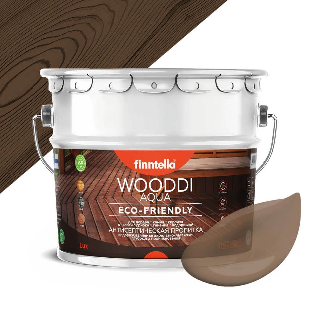 

Антисептическая пропитка для дерева на водной основе FINNTELLA WOODDI AQUA для внутренних, Коричневый, WOODDI AQUA цвет