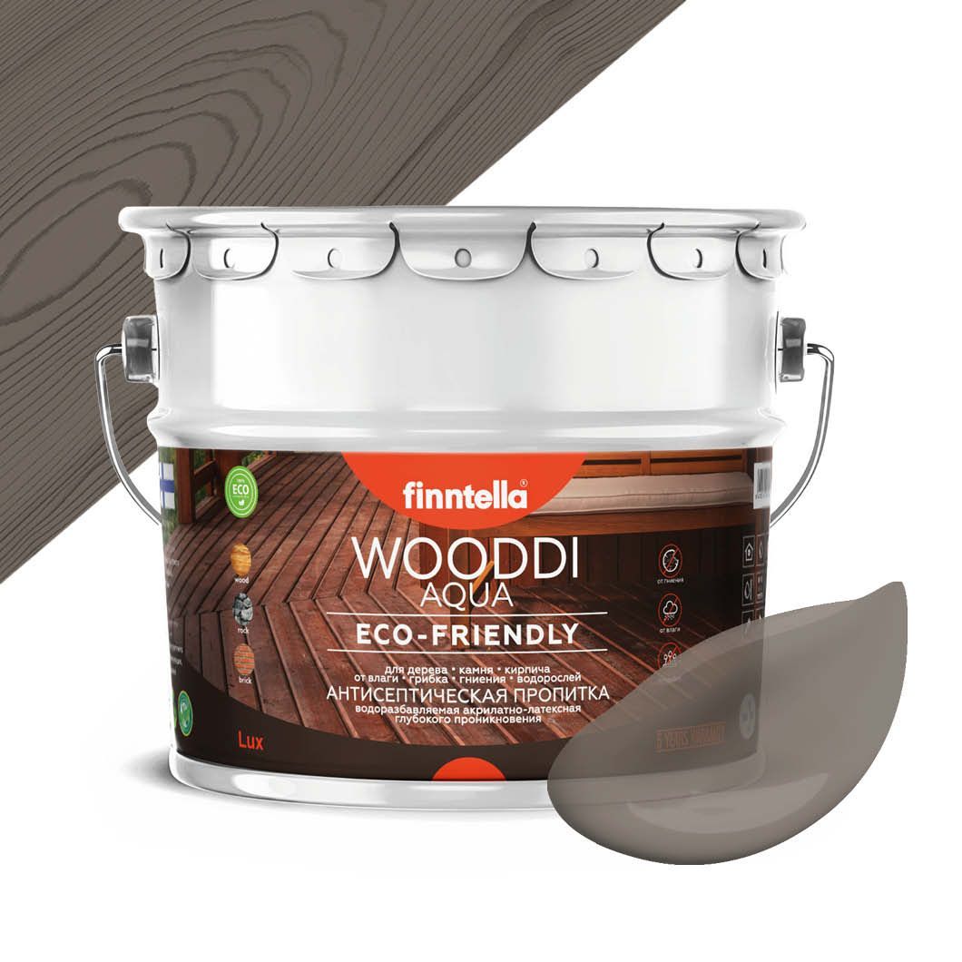 

Антисептическая пропитка для дерева на водной основе FINNTELLA WOODDI AQUA для внутренних, Коричневый, WOODDI AQUA цвет