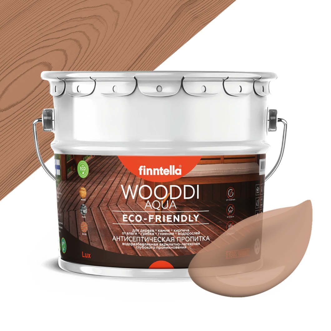 

Антисептическая пропитка для дерева на водной основе FINNTELLA WOODDI AQUA для внутренних, Бежевый, WOODDI AQUA цвет