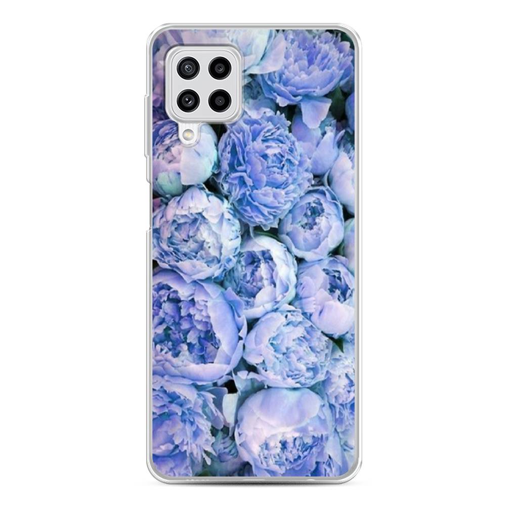 Чехол Awog на Samsung Galaxy M22 / Самсунг M22 Пионы голубые