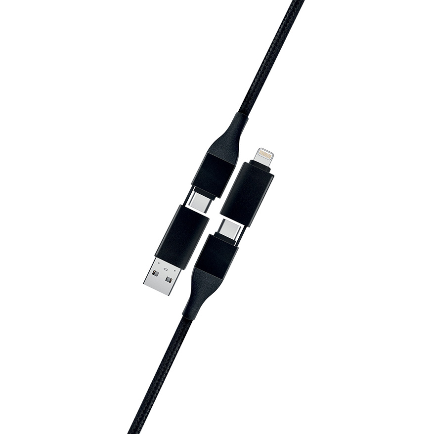 

Кабель GAL Lightning; USB Type-C; micro USB - USB 1 м, черный