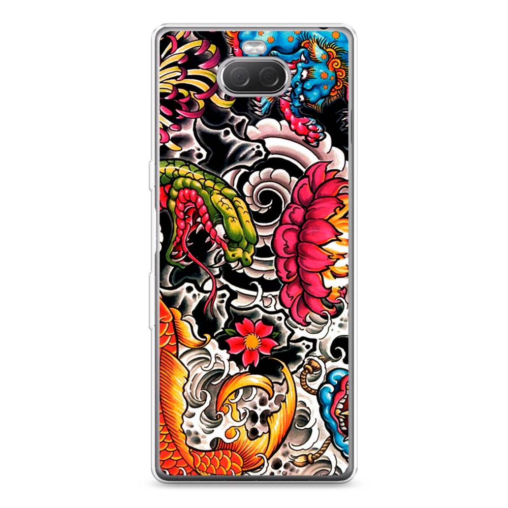 

Чехол на Sony Xperia XA3 Ulta "Японское искусство", Красный;оранжевый;голубой, 53950-4