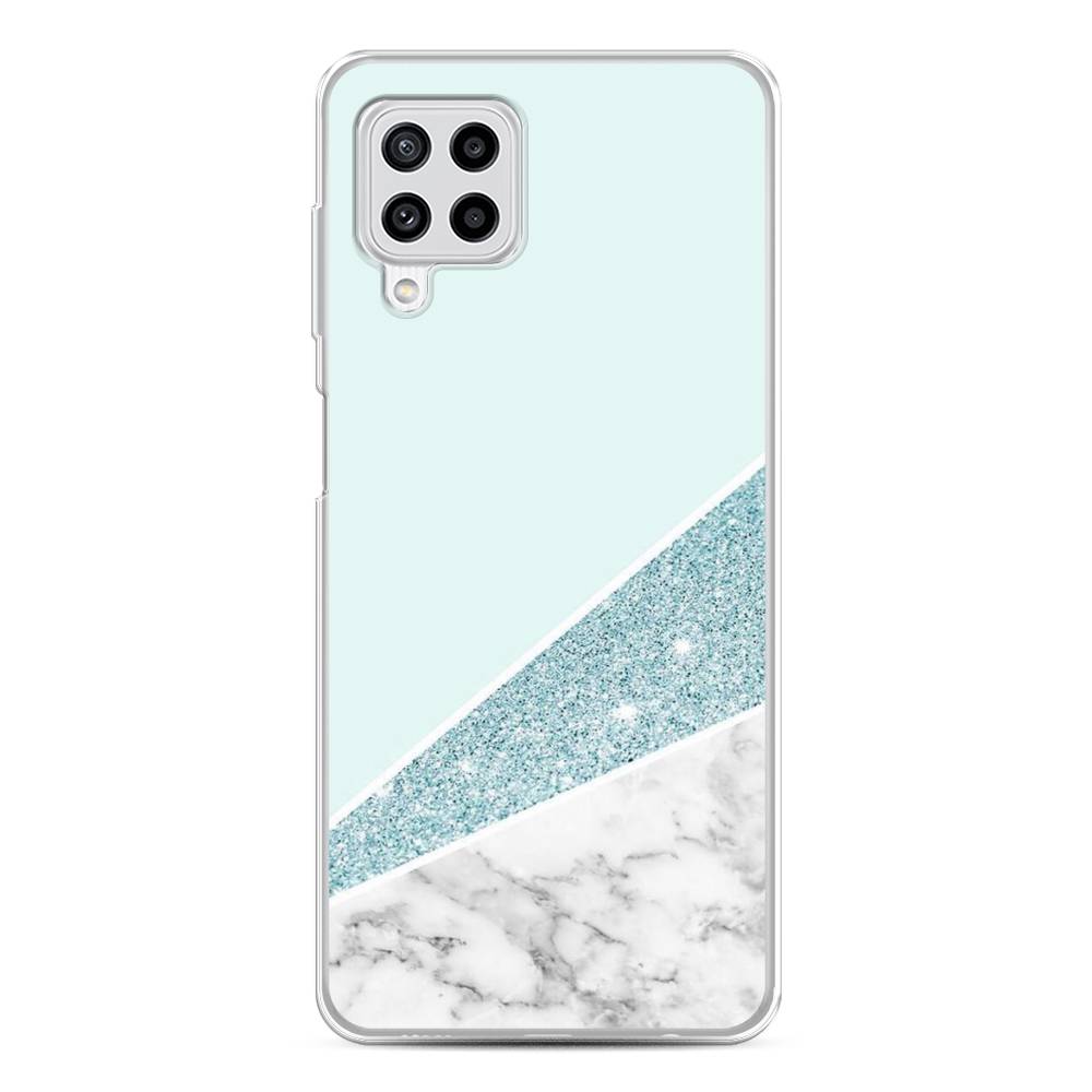 

Чехол Awog на Samsung Galaxy M22 / Самсунг M22 "Мрамор с голубыми блестками", Голубой;белый, 2103450-3