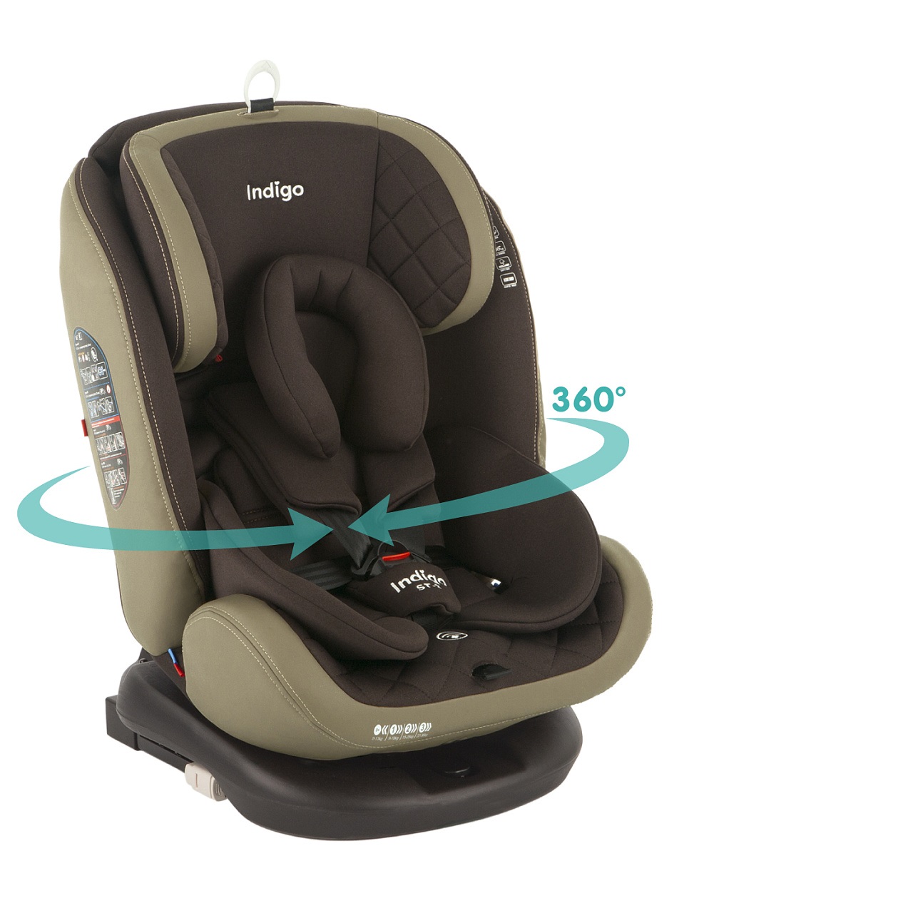 фото Автокресло aero isofix, st-3, группа 0+1+2+3 0-36 кг, indigo упак.1 шт. коричневый-бежевый