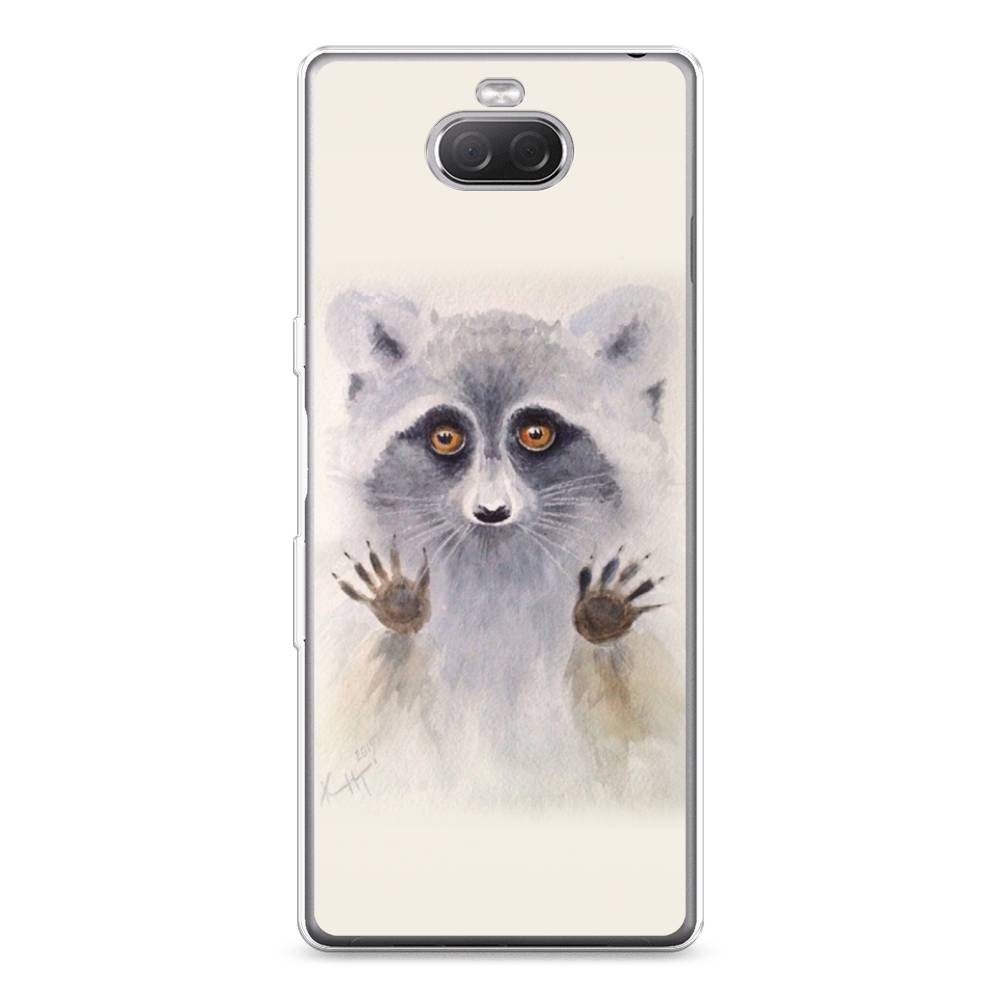 

Чехол на Sony Xperia XA3 Ulta "Енот за стеклом", Бежевый;серый, 53950-4