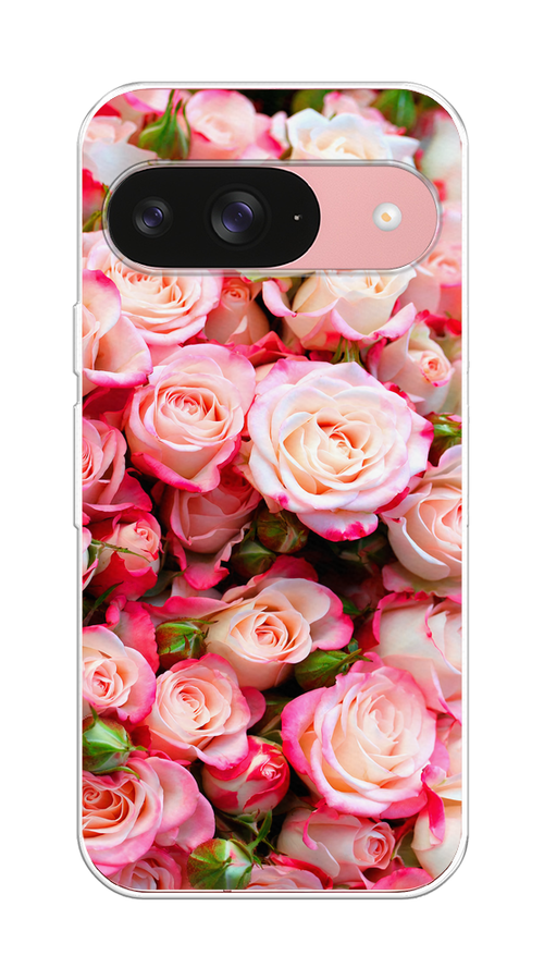 

Чехол на Google Pixel 9 "Много роз", Розовый, 271950-1