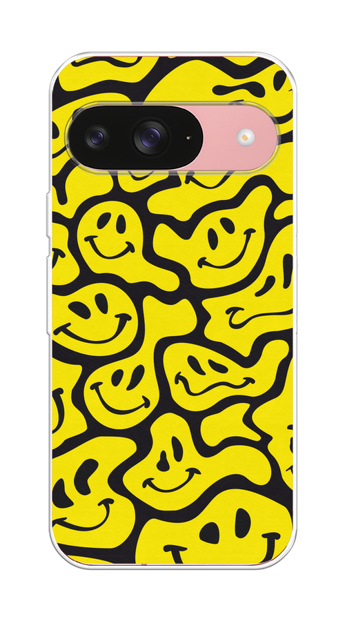 

Чехол на Google Pixel 9 "Расплывчатые смайлики желтые", Черный;желтый, 271950-1
