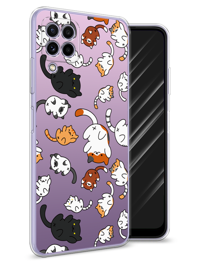 

Чехол Awog на Samsung Galaxy M22 / Самсунг M22 "Котопад", Фиолетовый;белый, 2103450-7