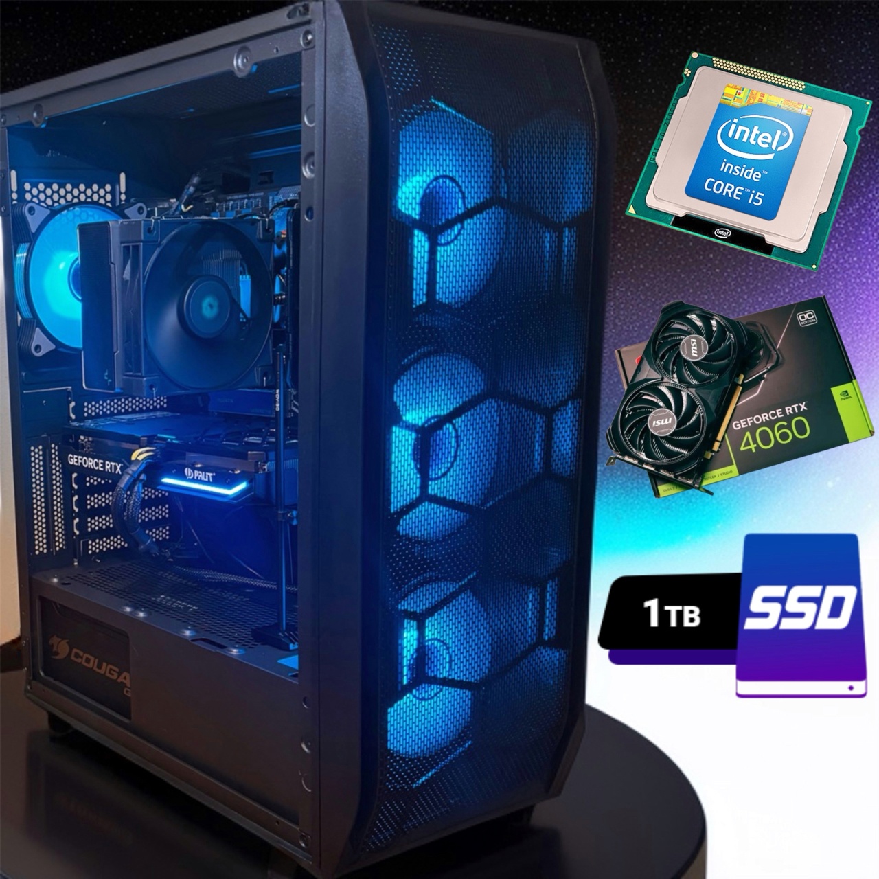 

Игровой Системный Блок Rocket (Intel Core I5 12400, Nvidia RTX 4060 8GB, SSD 1TB, DDR4 32G, Rocket