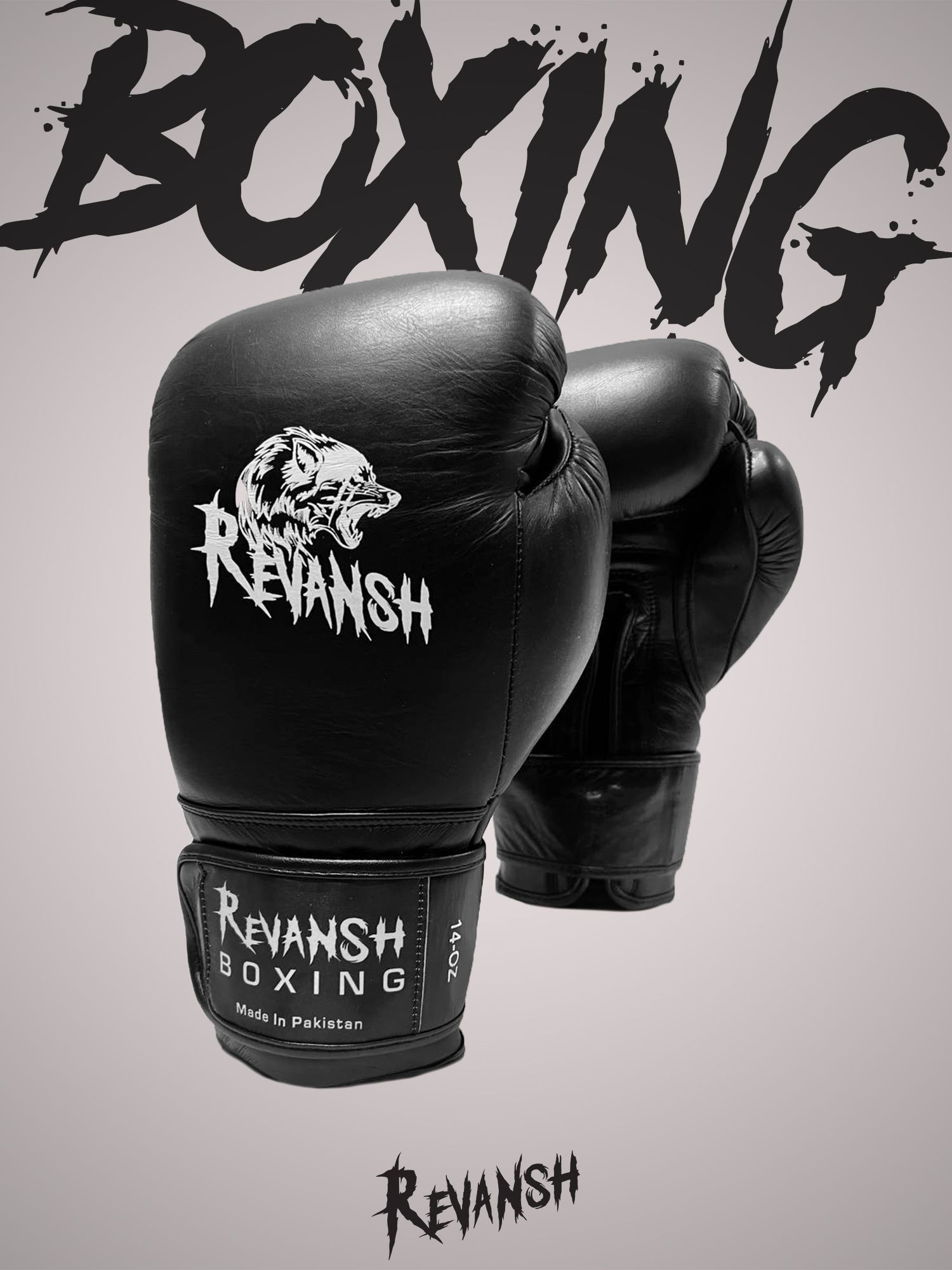 Боксерские Перчатки REVANSH PRO BLACK SPARRING 12 унций из натуральной кожи