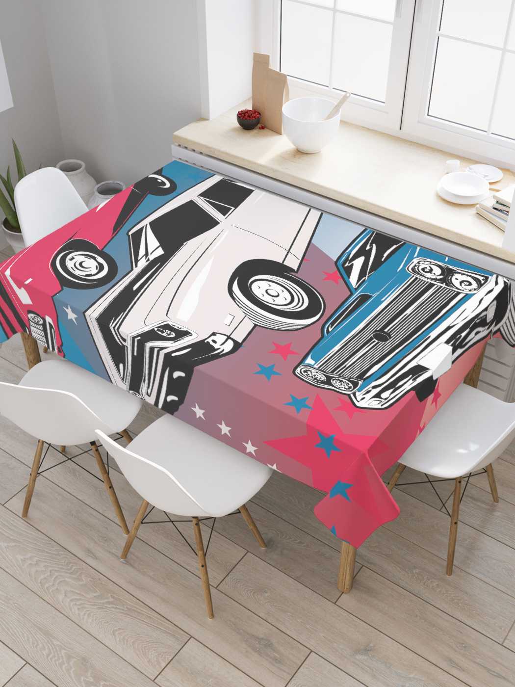 

Скатерть прямоугольная JoyArty "Любимые американские авто" из оксфорда, 120x145 см, Красный, Любимые американские авто