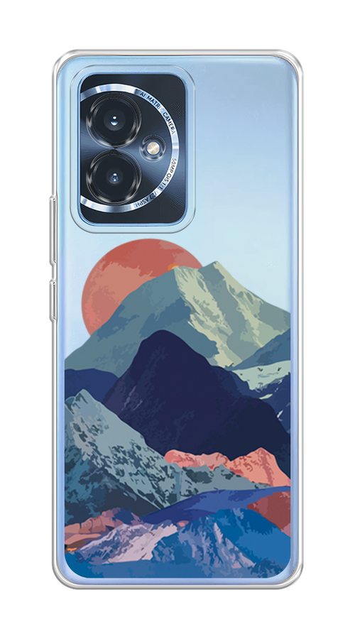 

Чехол на Honor 100 "Закат в снежных горах", Бордовый;серый;голубой, 6122750-1