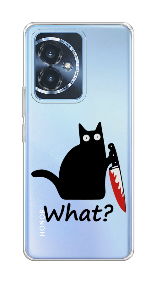 

Чехол на Honor 100 "Котик с ножом", Черный;красный, 6122750-1