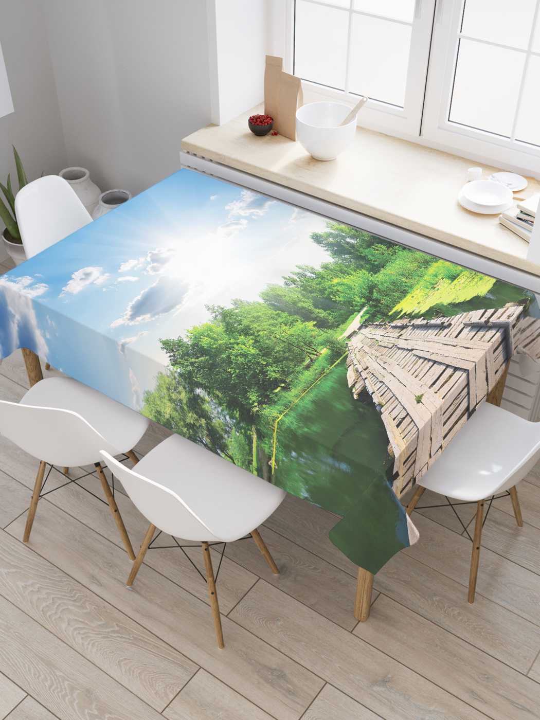 

Скатерть прямоугольная JoyArty "Солнечный путь" из оксфорда, 180x145 см, Синий, Солнечный путь