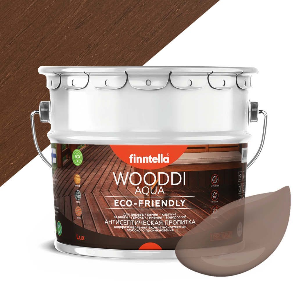 

Антисептическая пропитка для дерева на водной основе FINNTELLA WOODDI AQUA для внутренних, Коричневый, WOODDI AQUA цвет