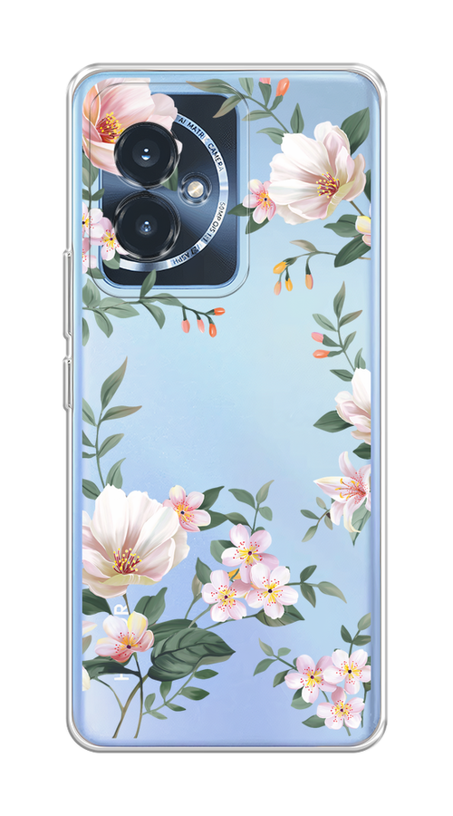 

Чехол на Honor 100 "Beautiful white flowers", Бежевый;зеленый, 6122750-1