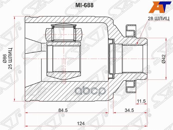 

Шрус Внутренний Lh (левый) Kia Bongo Iii Sat арт. MI-688