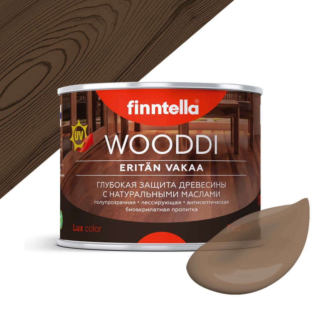 

Пропитка по дереву WOODDI, цвет KAHVIA , 0,45л, Коричневый, WOODDI колерованная