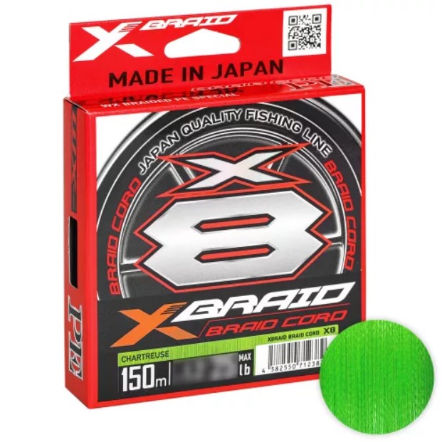 

Шнур Ygk X-braid Cord X8 150м. 0.205мм. 1.5PE CHARTREUSE, Зеленый, X-braid Cord X8