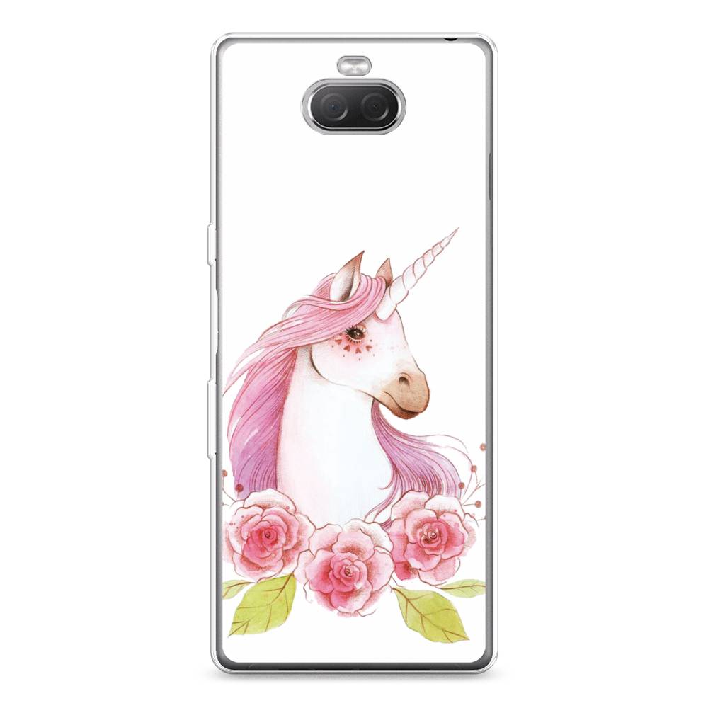 

Чехол на Sony Xperia XA3 Ulta "Единорог цветы", Белый;розовый;серый, 53950-1