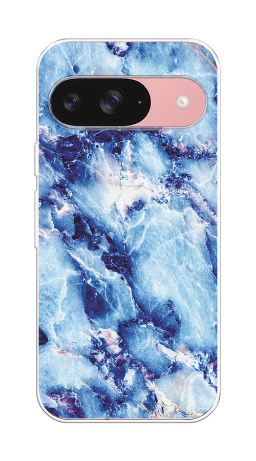 

Чехол на Google Pixel 9 "Мрамор с синими прожилками", Синий, 271950-1