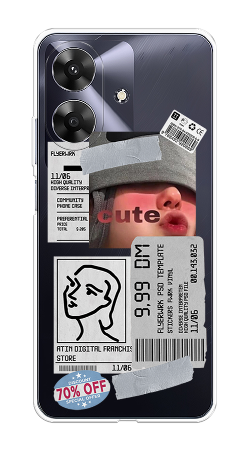 

Чехол на Realme Note 60 "Cute girl collage", Розовый;серый;голубой, 2518550-1