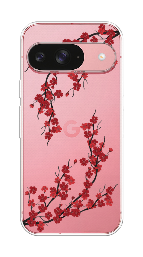 

Чехол на Google Pixel 9 "Красная сакура", Красный;черный, 271950-1