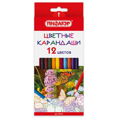 

Набор цветных карандашей ПИФАГОР, 12 цв., арт. 181351 - (5 наборов), Разноцветные