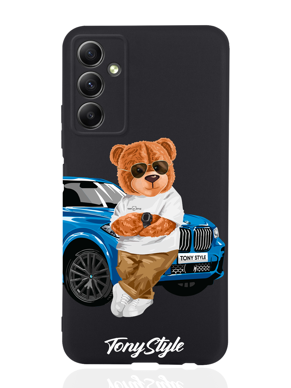 

Чехол Tony Style для Samsung Galaxy A34 Tony Style с машиной черный, Голубой;коричневый;белый