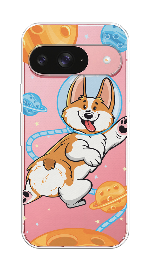 

Чехол на Google Pixel 9 "Корги-космонавт", Голубой;бежевый;белый, 271950-1