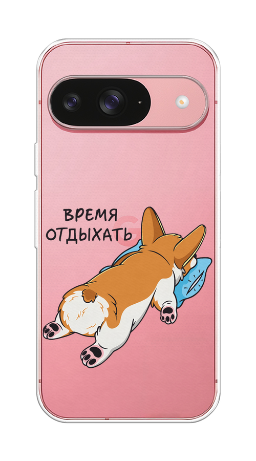 

Чехол на Google Pixel 9 "Корги отдыхает", Черный;коричневый;голубой, 271950-1