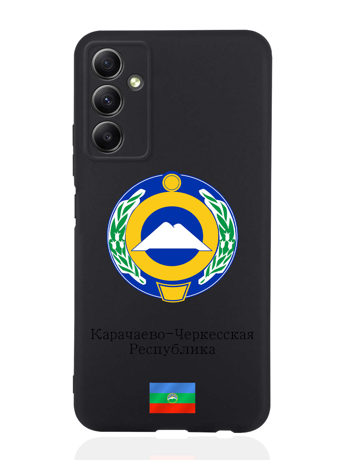 

Чехол SignumCase для Samsung Galaxy A34 Герб Карачаево-Черкесской Республики черный, Разноцветный