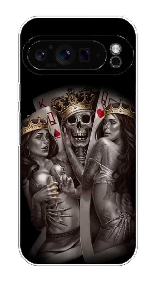 

Чехол на Google Pixel 9 Pro "Карты король и королевы", Серый;желтый, 272050-1