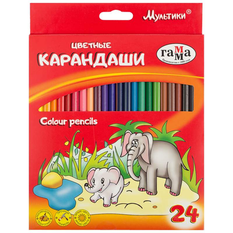 

Набор цветных карандашей ГАММА, 24 цв., арт. 278514 - (3 набора), Разноцветные