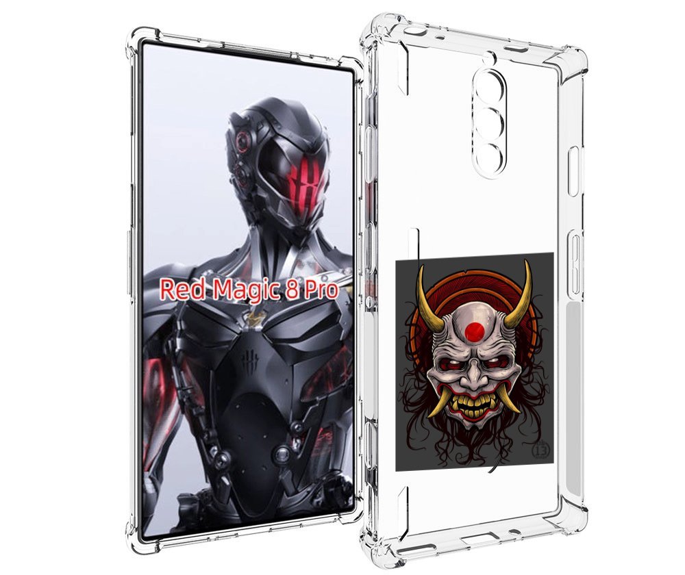 Чехол MyPads маска с клыками и рогами для ZTE Nubia Red Magic 8 Pro / Red Magic 8 Pro Plus